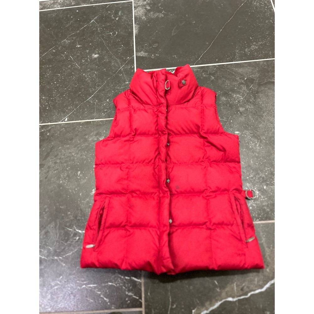 Eddie Bauer Premium Goose Down Puffer Vest Red 700 Fill Mens Small Fleece Lined